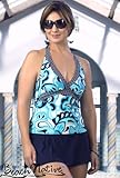 Beach Native Aqua Bubble Two Piece Halter Skirtini - Women's Swimsuit Plus Size Swimsuit