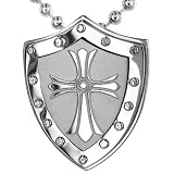 Stainless Steel Shield With Cross Pendant on a 24 Inch Chain