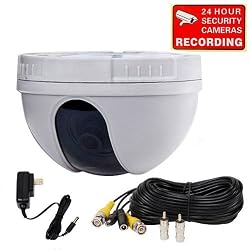 VideoSecu Color CCD CCTV Home Security Camera with Power Supply and 50 feet Extension Cable Free Warning DeCal DM10WKC 1VL