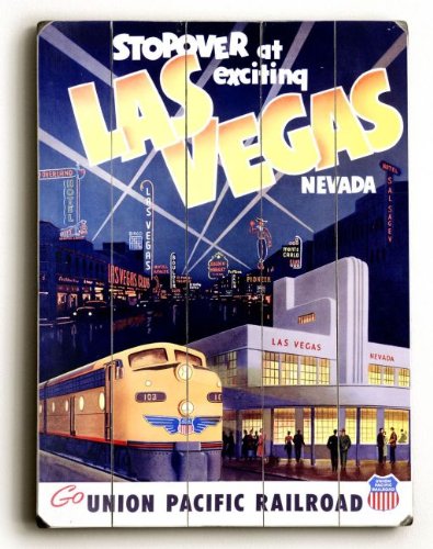 Wood Sign: Union Pacific Las Vegas Deco Train by unknown. Size 34.00 X 25.00 Art Poster Print