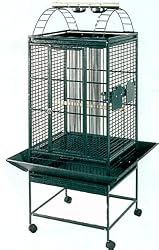 Brand New Parrot Bird Wrought Iron Cage Play-top on Wheels 24x22x63, Green