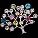Yazilind Glaring Silver Plated Tree Shape Carve Full Colorful Leaf Crystal Brooches and Pins