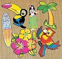 Fun Luau / Tiki Bar Tropical Cardboard Cutouts (12 Pack)