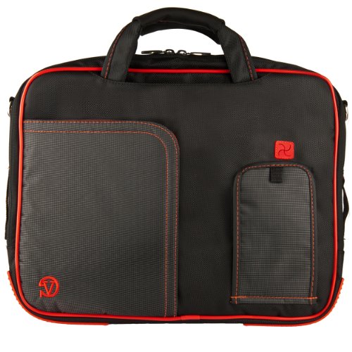 Fire Red VG Pindar Edition Durable Messenger Shoulder Bag Case for Acer Aspire Ultrabook Laptop Models S3-391-6616 / S3-951-6826 / S3-951-6646 / S3-951-6828 / S3-951-6432 / S3-391-6899 / S3-391-9415 / S3-391-9606 / S3-391-9445 / S3-391-6470 / S5-391-9860 / S5-391-9880 + Felt Canvas Mouse Pad