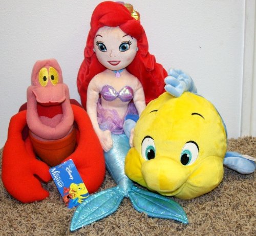 Hard to Find Little Mermaid Plush Doll Set with 21 Ariel Mermaid Plush, 12 Plush Sebastian Crab Plush, and 15 Plush Flounder Dolls Mint with Tags