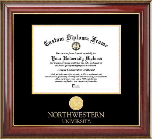 Northwestern University Wildcats - Gold Medallion - Mahogany Gold Trim - Diploma Frame