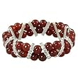 Carnelian Gemstone and Rhinestone Elastic Bangle Fashion Bracelet