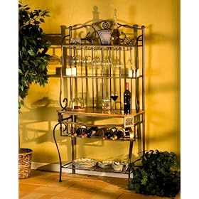 Decorative Bakers Rack w Wine Storage (Antique Copper) (68H x 36W x 18D) by Southern Enterprises