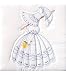 Jack Dempsey Stamped White Quilt Blocks, Parasol Lady