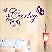 Butterfly & Flower Vine with Custom Personalized Name - Removable Vinyl Wall Art Decal Sticker Decor