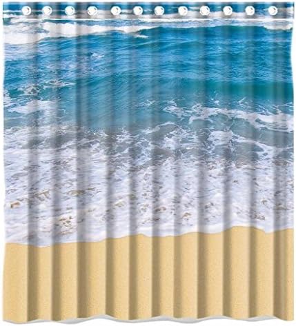 Custom Welcome to Sea Beach Pattern Waterproof Bathroom Shower Curtain 100% Polyester Fabric Shower Curtain Standard Size 66 x 72
