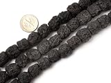 12x14mm column gemstone black lava rock beads strand 15