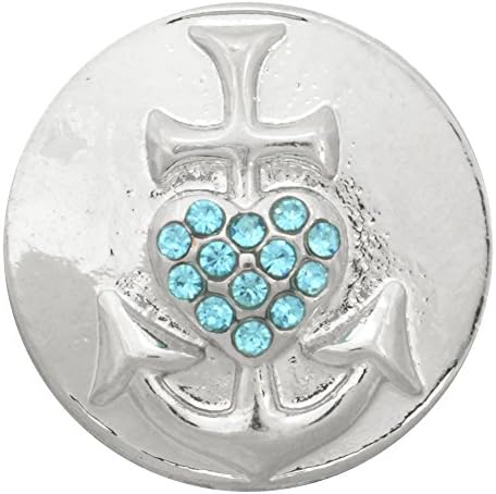 Aqua Love Anchor Silver Nugz Snap - interchangeable snap jewelry from Nugz Jewelry