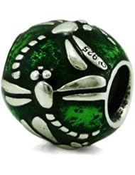 Ohm Sterling Silver Enamel Dragonfly Ball Green Bead Charm