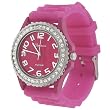 Geneva Platinum CZ Accented Silicon Link Watch, Large Face