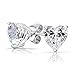 Authentic .925 Sterling Silver Heart Shaped Stud Earrings 4mm 0.50 Carat Total Weight