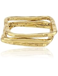 Adina Reyter Square Yellow Gold Plated Set-3 Stackable Ring, Size 6