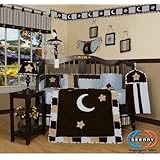 GEENNY Designs Brown Blue Star & Moon 13-PCS CRIB BEDDING SET
