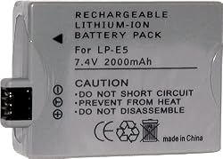 2000 mAh Battery for Canon 450D Rebel Xsi LP-E5 LP E5