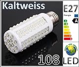 Produkt-Bild: LED Lampe 108 LED Energiesparlampe Led Birne Leuchtmittel - E27 ***Kaltweiss*** 6W