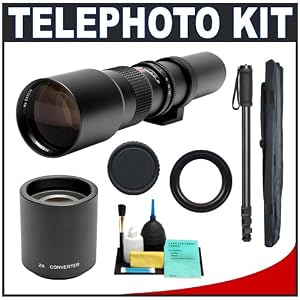 Phoenix 500mm Telephoto Lens with 2x Teleconverter (=1000mm) + 67-Inch Monopod Kit for Nikon D40, D60, D3000, D3100, D5000, D5100, D7000, D300s, D3 & D3s Digital SLR Cameras