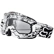 Fox Racing Main Encore Youth Boys Off-Road Motorcycle Goggles Eyewear w/ Free B&F Heart Sticker Bundle - Black/White/Clear