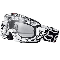 Fox Racing Main Encore Youth Boys Off-Road Motorcycle Goggles Eyewear w/ Free B&F Heart Sticker Bundle - Black/White/Clear
