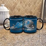 NFL Detroit Lions 11-Ounce Black Helmet Mug (2 Pack)