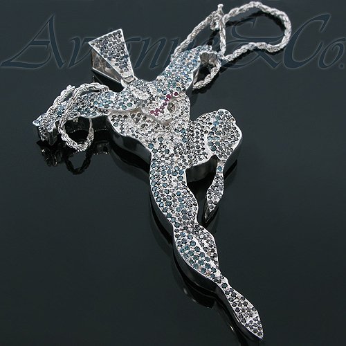 10K White Gold Mens Custom Diamond Venom Pendant