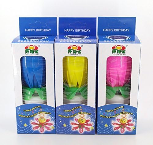 VOCOX 3xThe Amazing Rotating Magical Flower Musical Happy Birthday Candle