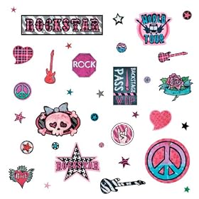 RoomMates RMK1564SCS Girls Rock-n-Roll Peel and Stick Wall Decals
