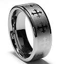 8MM Mens Tungsten Ring with Infinity Laser Etched Cross Design size 7 to 13