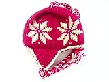 Nepal Hand Knit Large Lotus Leaf Sherpa Hat - Premium Cold Weather Hat with Ear Flaps & Soft, Warm & Comfortable Fleece Lining