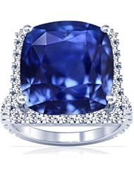Platinum Cushion Cut Blue Sapphire Ring With Sidestones (GIA Certificate)