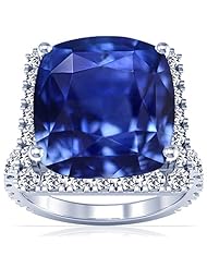 18K White Gold Cushion Cut Blue Sapphire Ring With Sidestones (GIA Certificate)