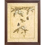 Asian Butterfly Flowers Japanese Wall Decor Contemporary Picture Framed Art Print by Art Prints Inc