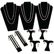 Black Flocked Necklace Earring Jewelry Displays 9Pc Set