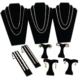 Black Flocked Necklace Earring Jewelry Displays 9Pc Set