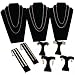 Black Flocked Necklace Earring Jewelry Displays 9Pc Set