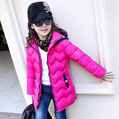Fashionanna 2015 New Children's Clothing Girls Winter Down Coat Thicker Winter Coat Jacket and Long Sections Padded Girls Tide (150cm, Pink)