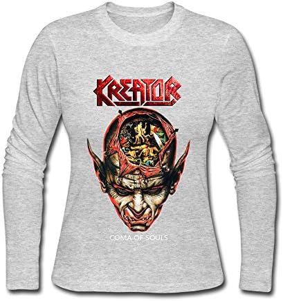 FANNG Women's Kreator Face Logo Long-sleeve T Shirts Gray M