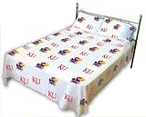 Kansas Jayhawks Printed Sheet Set Queen - White