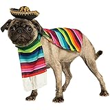 Mexican Sarape Pet Costume Sombrero Dog Poncho Mariachi Puppy Taco Bell (Dog Large)