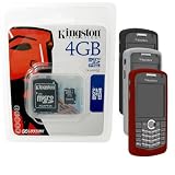 Combo of Black, White, Dark Red Skin Cover Case and Kingston 4GB microSDHC Class 4 Memory Card with SD Adapter for Blackberry Pearl 8110 8120 8130