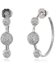 Triple Cubic Zirconia Hoop Earrings