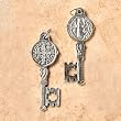 Double Sided Key - Saint Benedict Oxidized Medal - 1.75" Height - Made in Italy