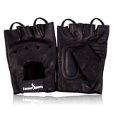Full Leather Weight Lifting Training Gloves Black Body Building Glove