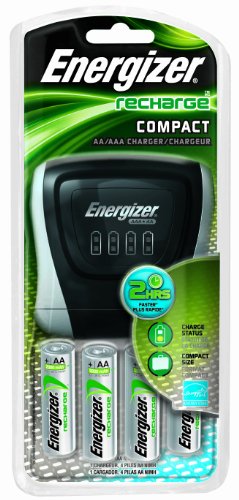 Energizer Compact Charger With 4 AA NiMH Rechargeable Batteries