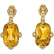 14K Yellow Gold Citrine and Diamond Earrings