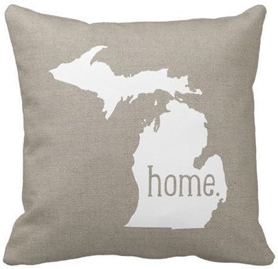 Jtartstore Michigan Home State c55 Both at home and warm and practical long cotton linen decorative pillow 18 x 18 inches